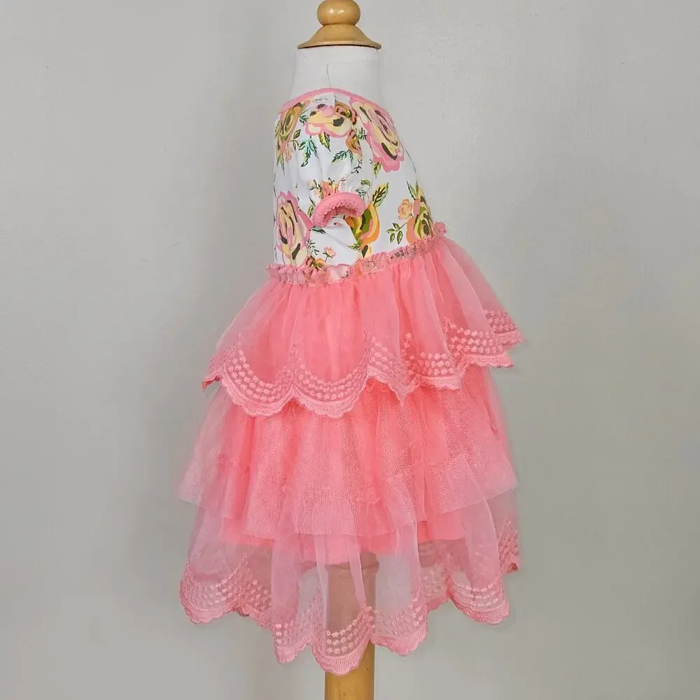 Matilda Jane Baby Tiered Tulle‎ Floral Dress Peach Pink | Toddler 12 - 18 Months